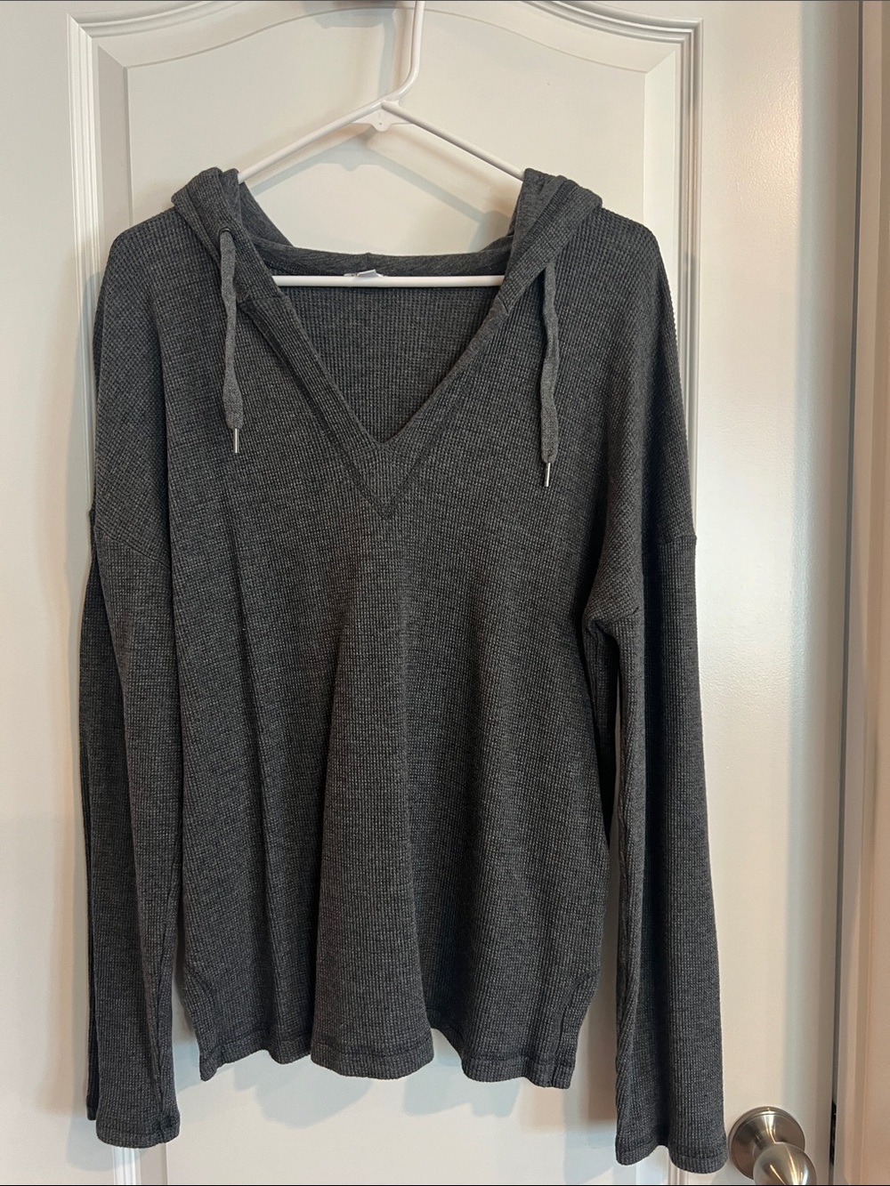 Splendid Dark Charcoal V-Neck Hooded Sweater